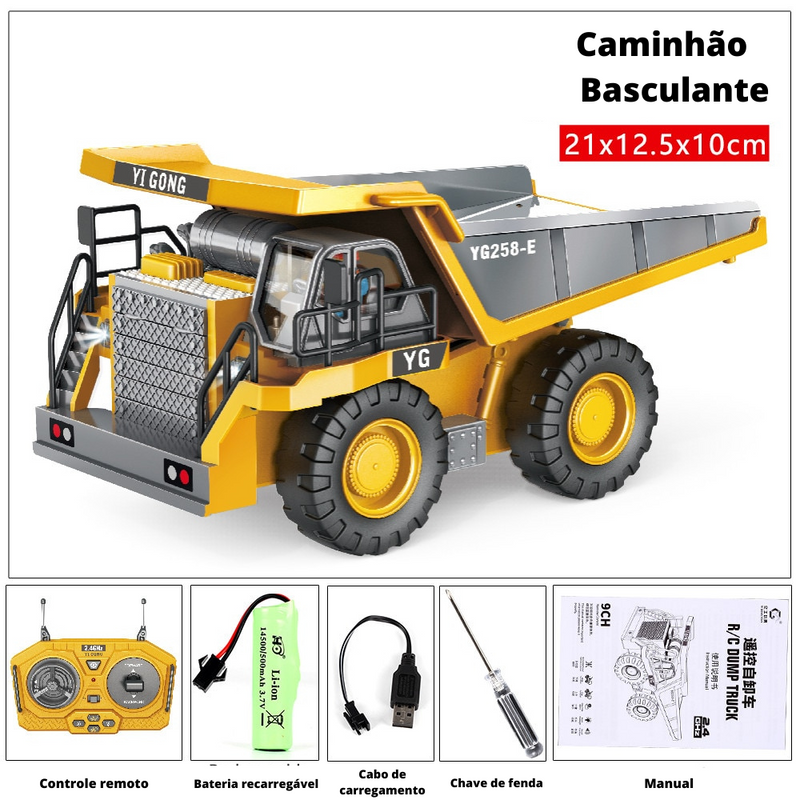 Escavadeira, Trator de Esteira e Caminhão Basculante de Controle Remoto | Venda de Brinquedos Separada