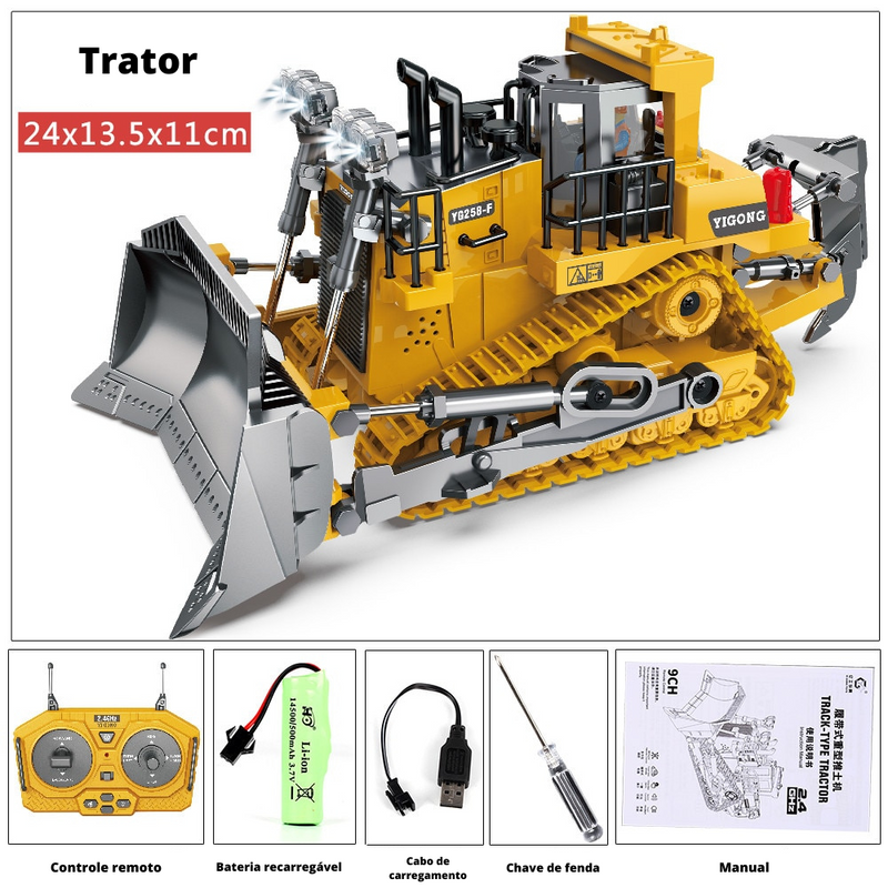 Escavadeira, Trator de Esteira e Caminhão Basculante de Controle Remoto | Venda de Brinquedos Separada